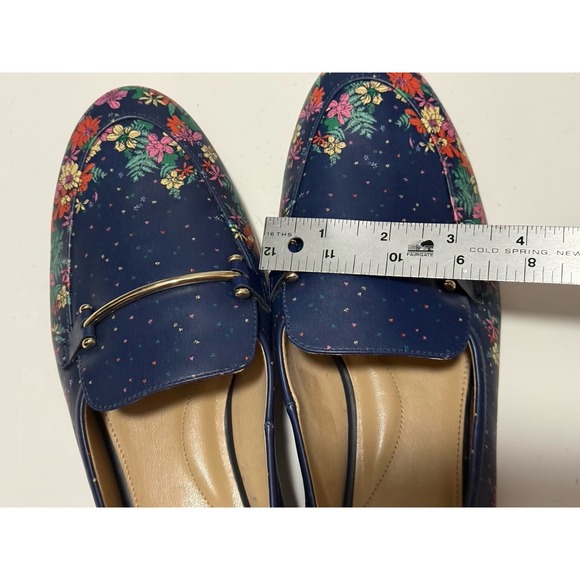 Talbots Ryan Blissful Floral Flats Loafers Shoes Womens Size 11 Blue Leather - Picture 6 of 7